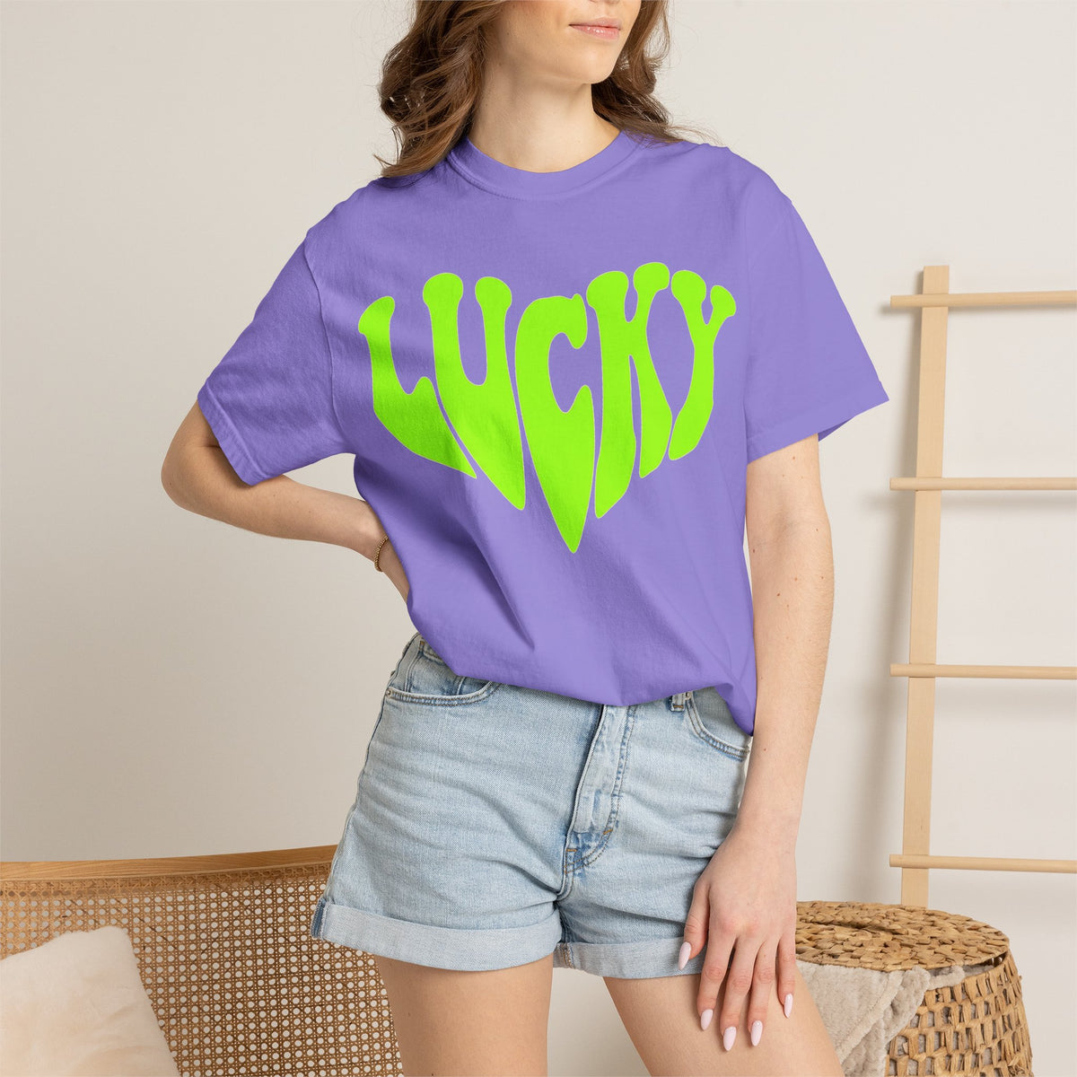 Lucky Melting Letters Shirt, Neon Green Trippy Tee, Psychedelic St Patricks Shirt, Festival Gift