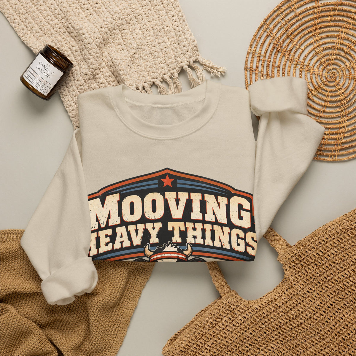 Funny Gym Sweatshirt Mooving Heavy Things | Cow Weightlifting Sweatshirt | Funny Workout Sweatshirt | Gym Lover Gift