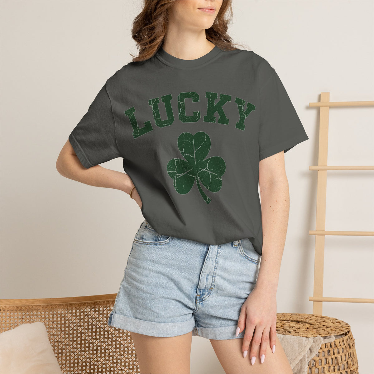 Lucky Big Shamrock Shirt, Bold Varsity Clover Tee, St Patricks Day Shirt, Irish Gift