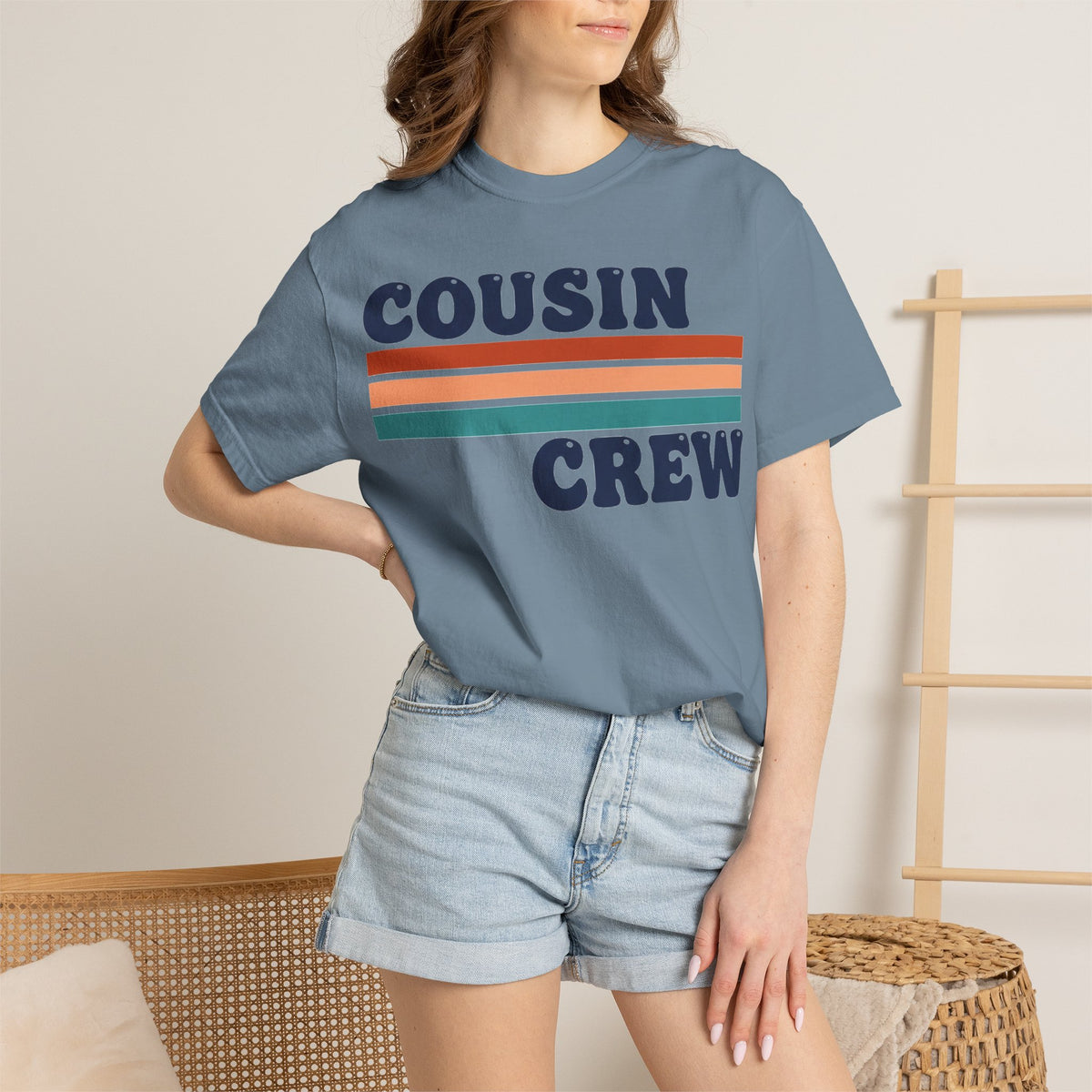 Cousin Crew Stacked Stripe Shirt, Vintage Stripe Family Tee, Matching Cousin Shirt, Reunion Gift