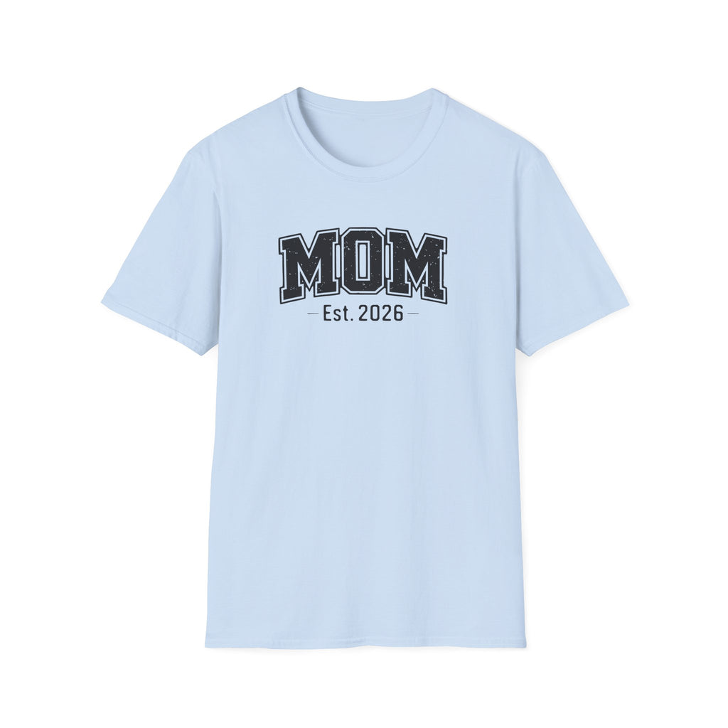 Mom Est. 2026 T-Shirt — Vintage Collegiate New Mom Tee
