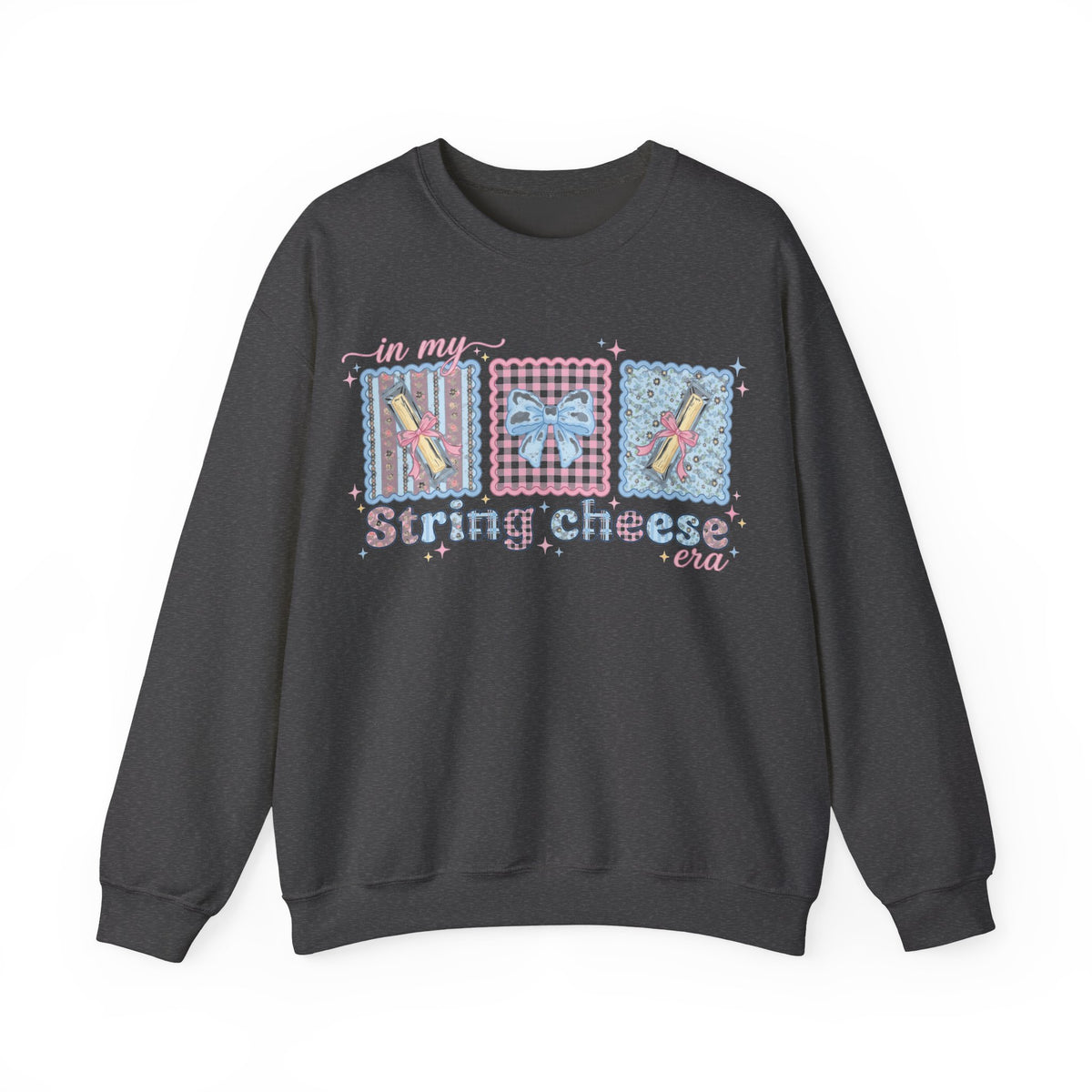 In My String Cheese Era Sweatshirt, Coquette Bow Snack Sweatshirt, Funny Girly Meme Sweatshirt, Pastel Pink Blue Gift for Her, Cute Food Hum