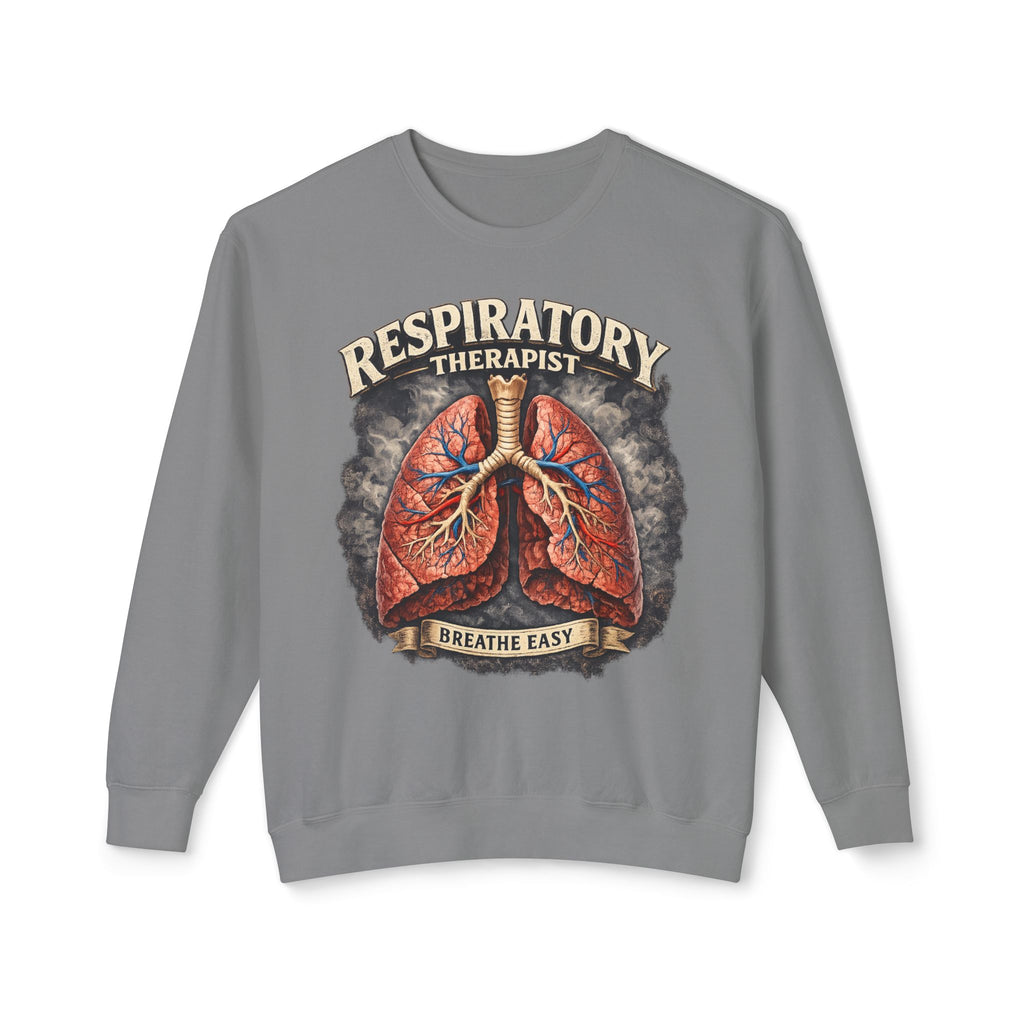 Respiratory Therapist Crewneck Sweatshirt — I Breathe Easy Pulmonology Pulmonary Care Gift