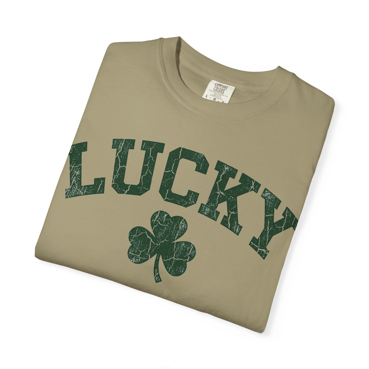 Lucky Clover Collegiate Shirt, Cracked Varsity Green Tee, St Patricks Day Shirt, Shamrock Gift