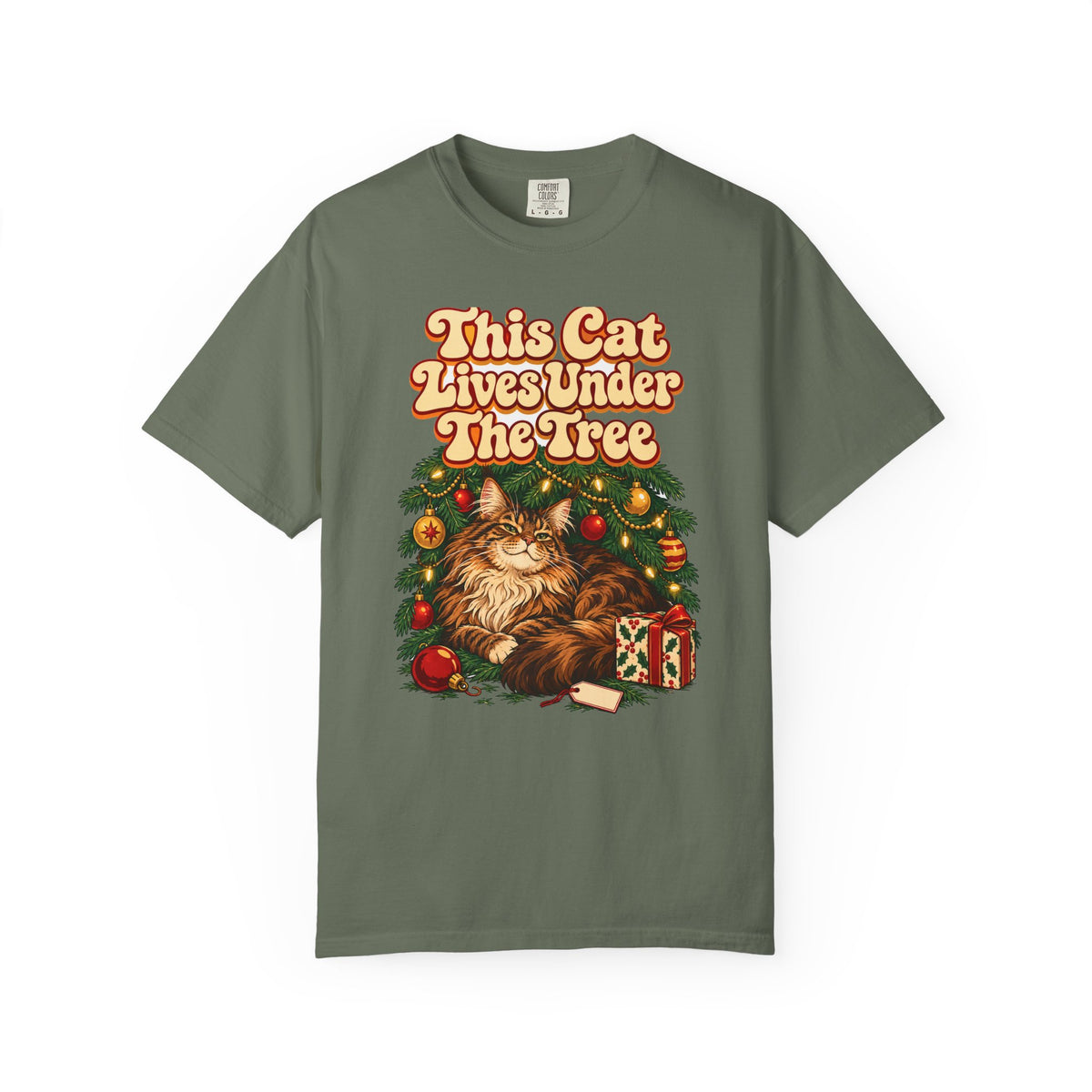 Funny Christmas Cat Shirt This Cat Lives Under The Tree Shirt, Funny Holiday Gift Shirt, Christmas Gift Idea