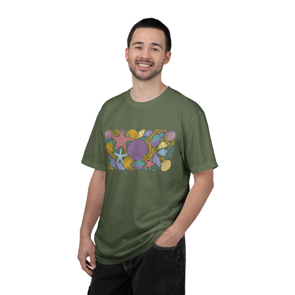 Seashell Starfish Shirt, Pastel Beach Shell Collage Tee, Coastal Summer Shirt, Beach Lover Gift