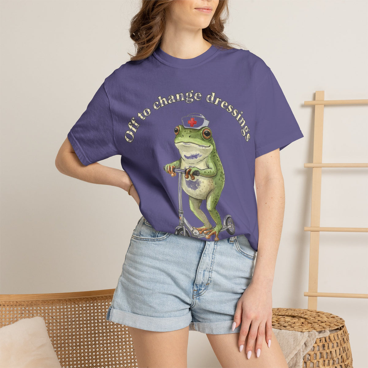 Off To Change Dressings Shirt, Funny Nurse Frog Scooter Tee, Wound Care Nurse Shirt, RN Gift