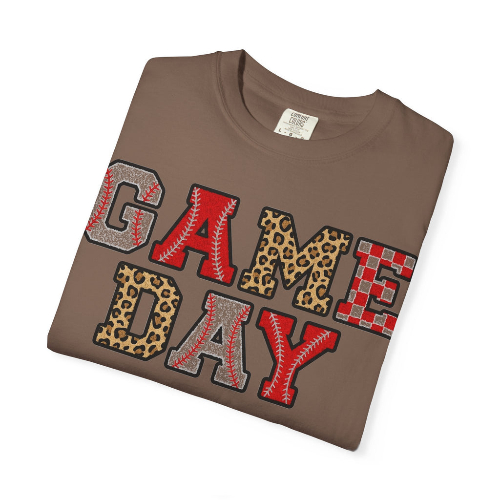 Game Day Varsity Patch Shirt, Baseball Leopard Letter Tee, Sports Mom Shirt, Baseball Mom Gift