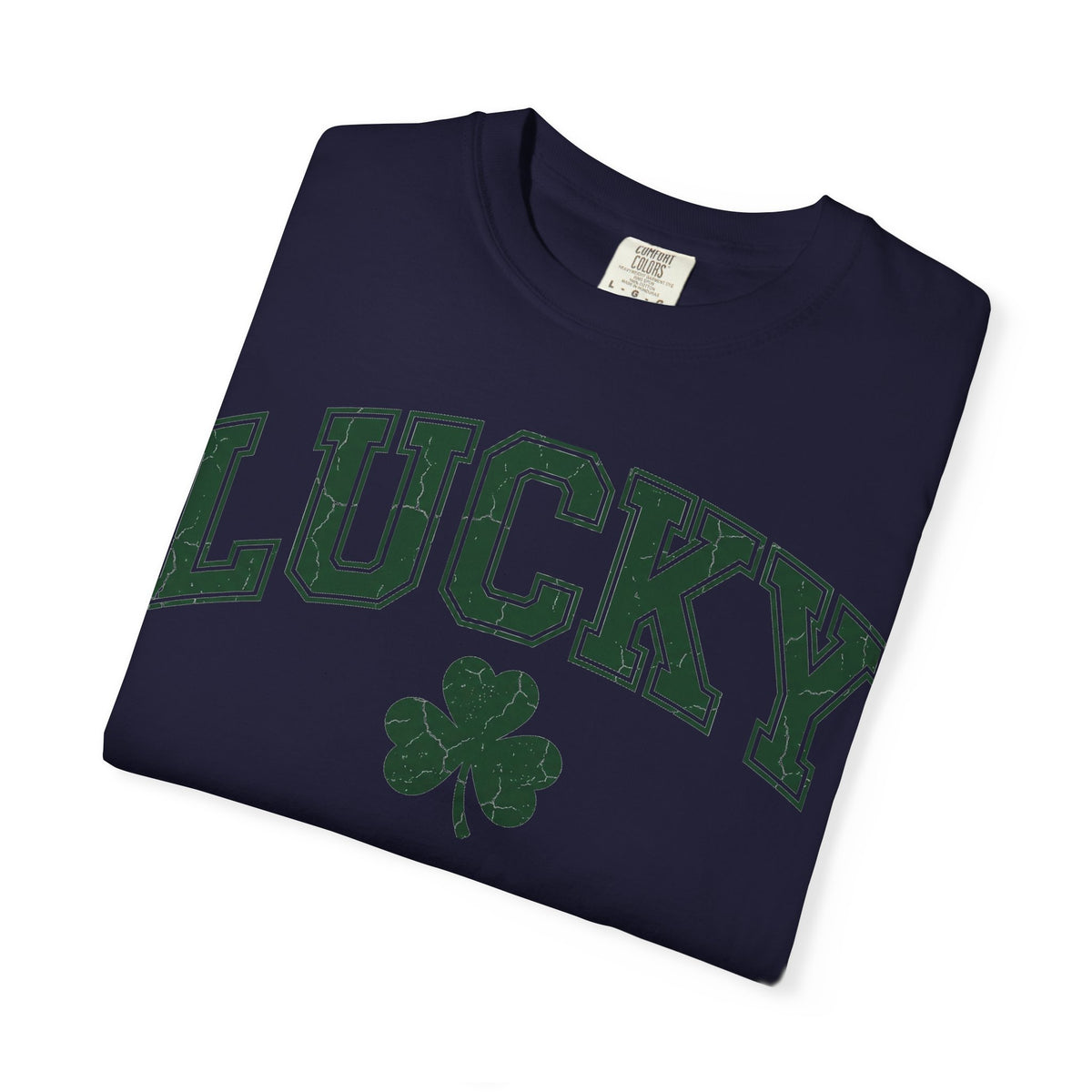 Lucky Shamrock Varsity Shirt, Distressed Green Clover Tee, St Patricks Day Collegiate Shirt, Irish Gift