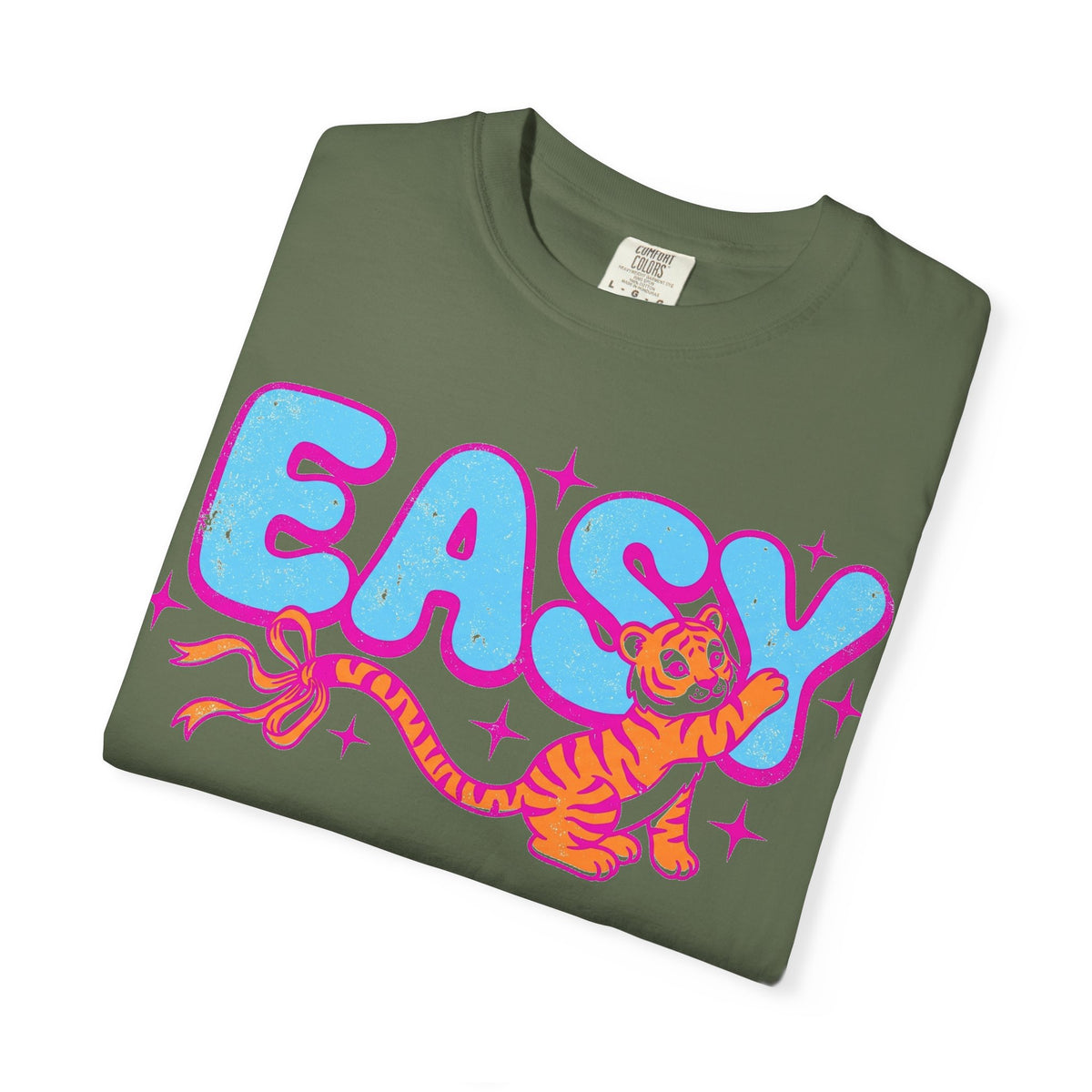 Easy Tiger Bow Shirt, Y2K Cub Bubble Type Tee, Retro Pink Blue Tiger Shirt, Trendy Gift