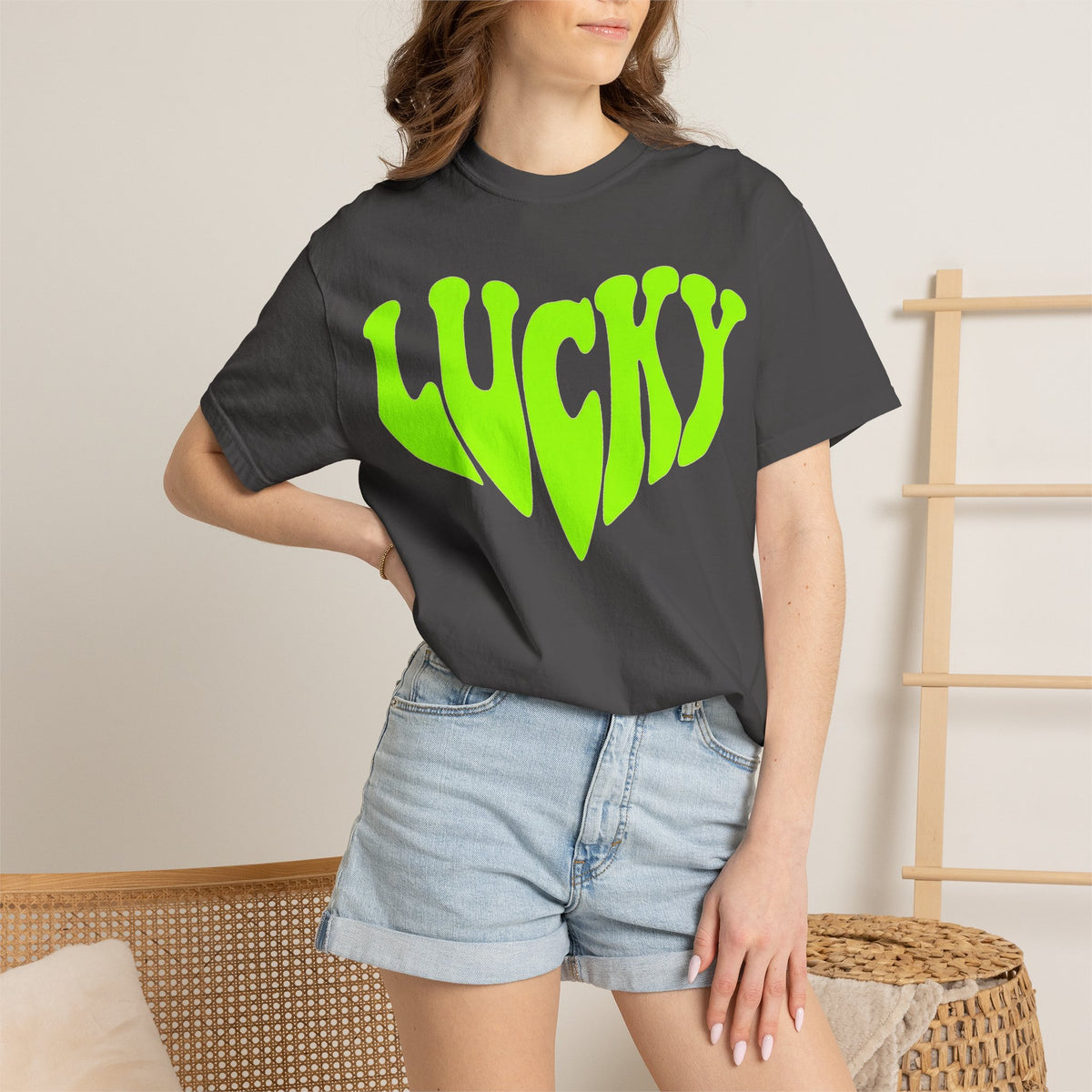 Lucky Melting Letters Shirt, Neon Green Trippy Tee, Psychedelic St Patricks Shirt, Festival Gift