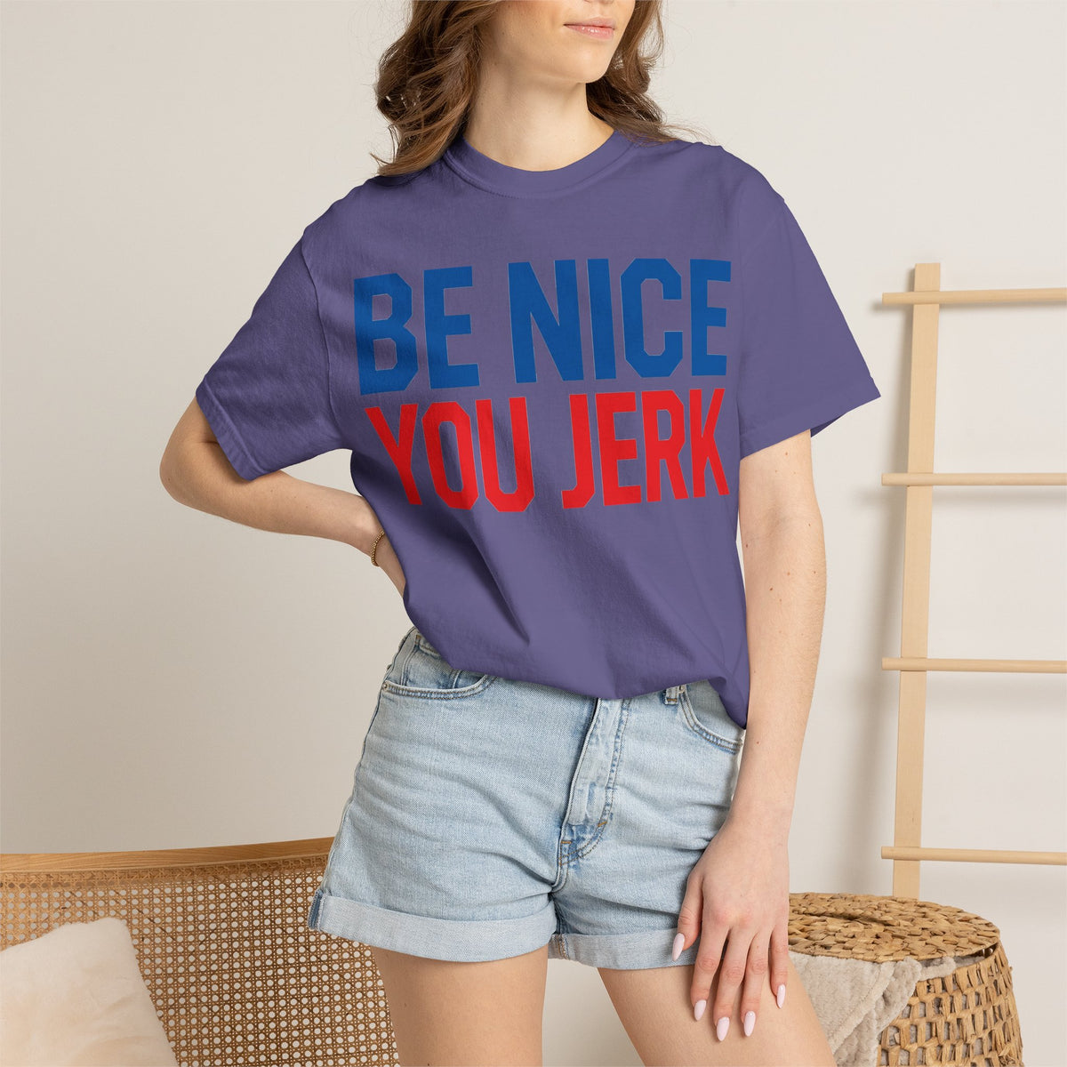 Be Nice You Jerk Shirt, Funny Sarcastic Quote Tee, Bold Retro Typography Shirt, Snarky Gift
