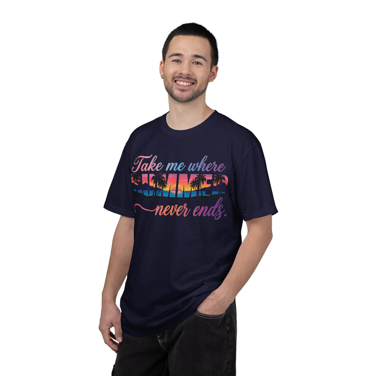Take Me Where Summer Never Ends Shirt, Sunset Palm Tree Tee, Beach Vacation Shirt, Summer Gift
