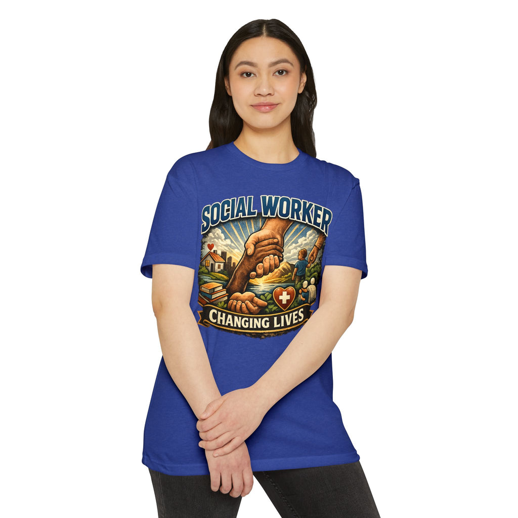 Social Worker T-Shirt — "Changing Lives" Graphic Tee for Caregivers & Advocates