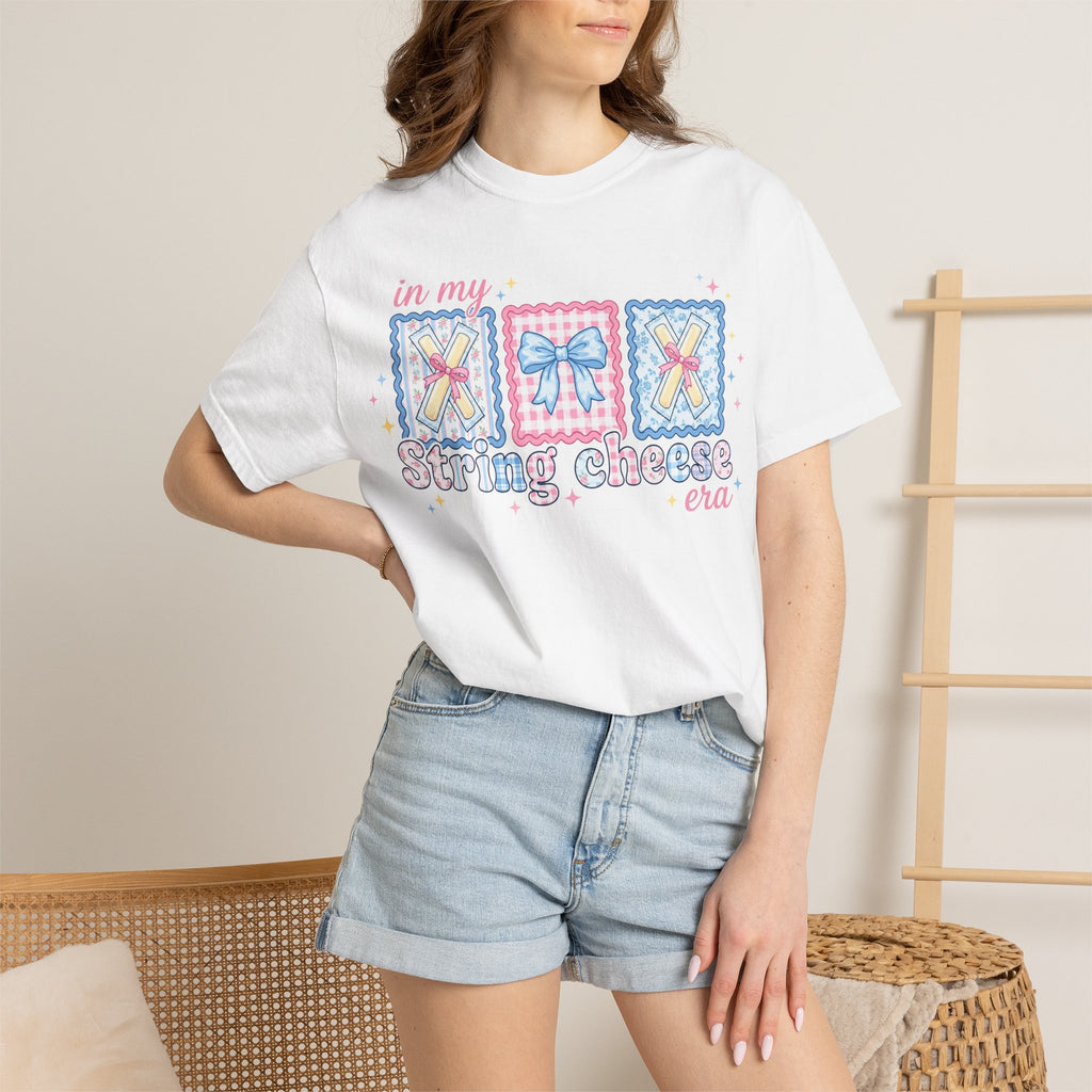 In My String Cheese Era Bow Shirt, Pastel Coquette Snack Tee, Funny Cheese Lover Shirt, Cute Gift