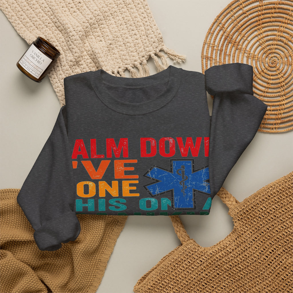 Calm Down I've Done This On A Manikin Sweatshirt, Funny EMS Paramedic Sweatshirt, EMT Gift, Retro Nursing Student Sweatshirt, First Responde