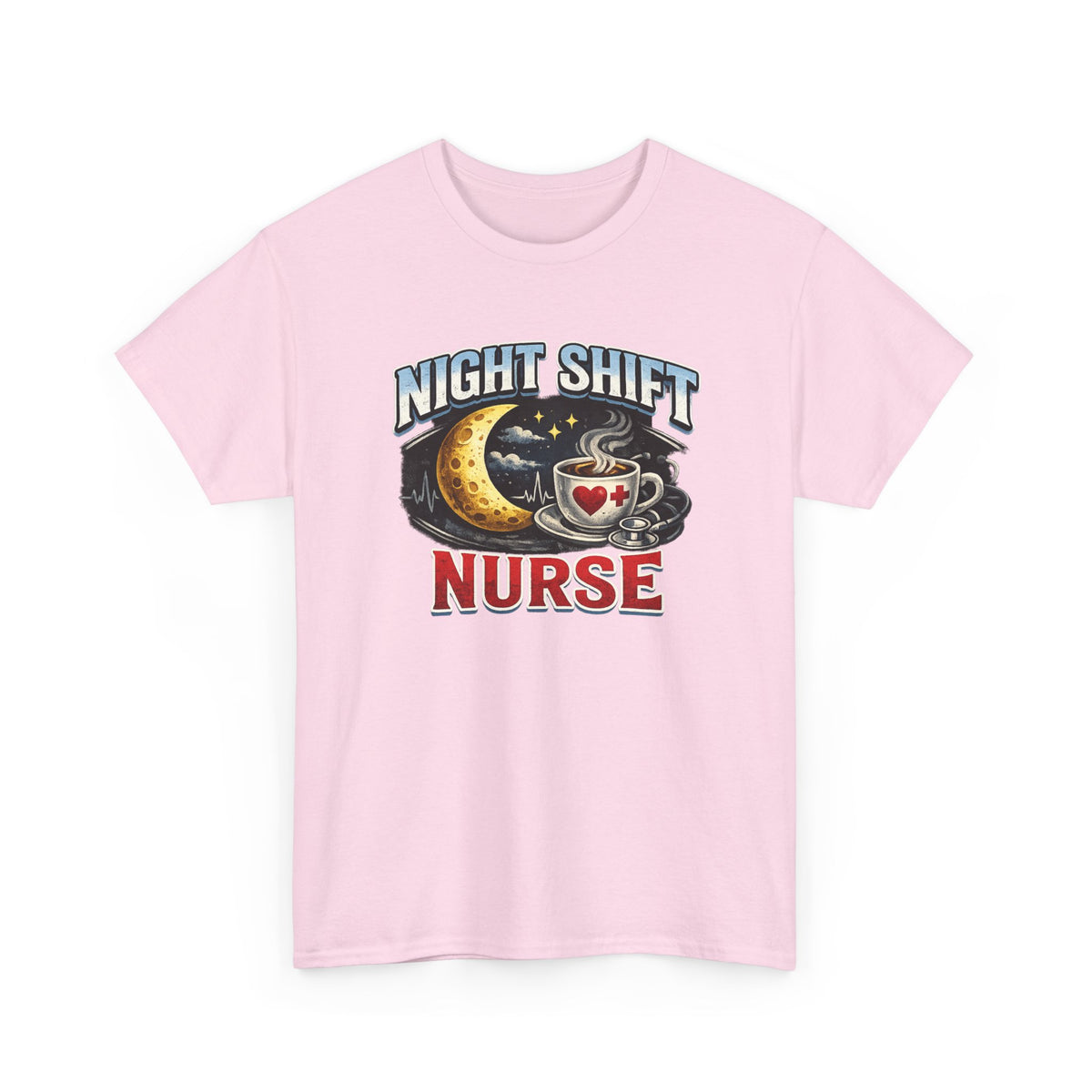 Night Shift Nurse T‑Shirt - Cute Moon & Coffee Graphic Tee for Nurses