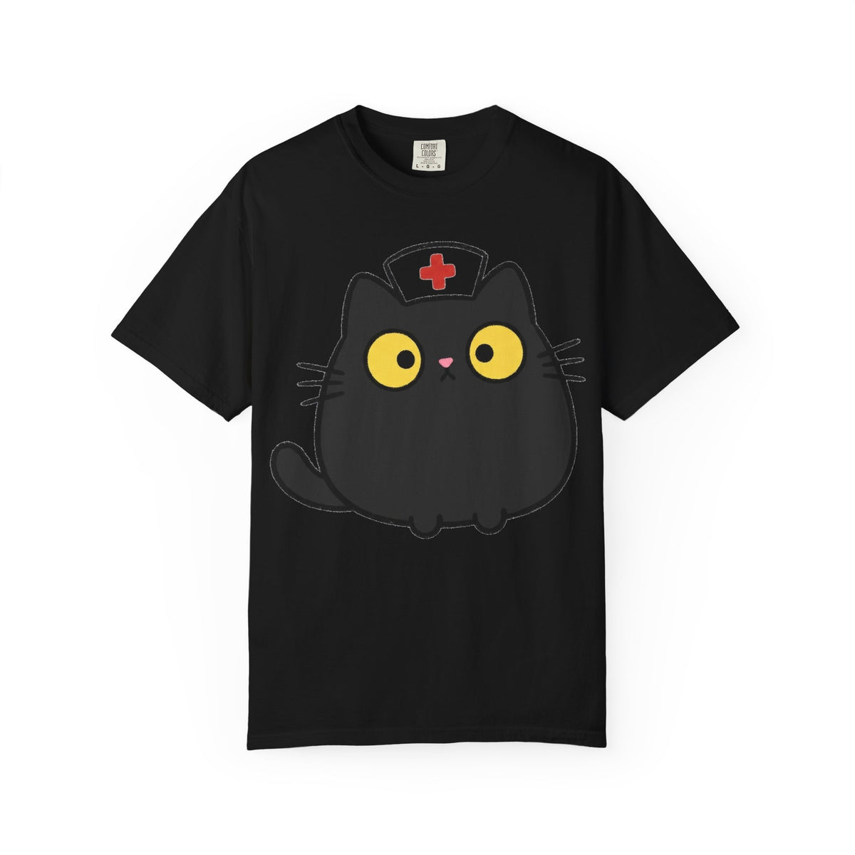 Kawaii Black Cat Nurse Shirt, Cute Cat In Nurse Cap Tee, Funny Nurse Cat Shirt, RN Gift