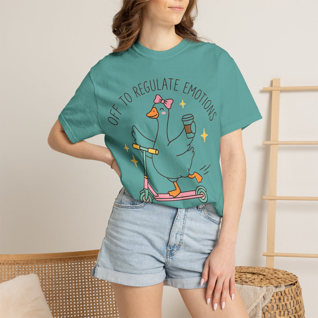 Off To Regulate Emotions Shirt, Funny Therapy Goose Scooter Tee, Mental Health Humor Shirt, Therapist Gift