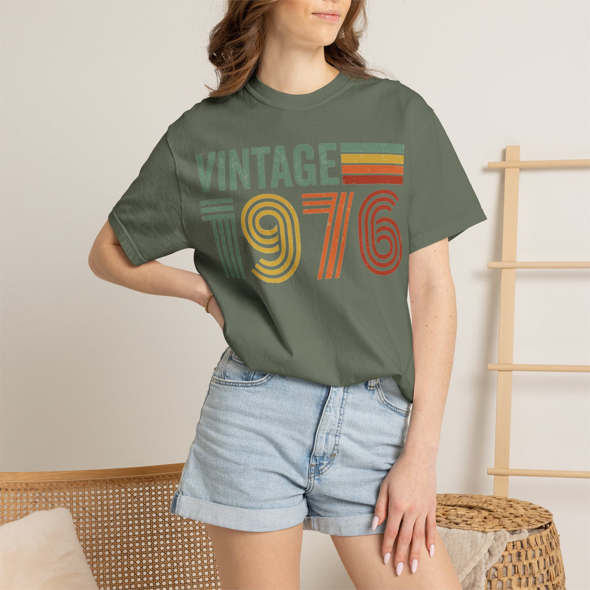 Vintage 1976 Wide Shirt, Retro Striped Birth Year Tee, 50th Birthday Shirt, 1976 Gift