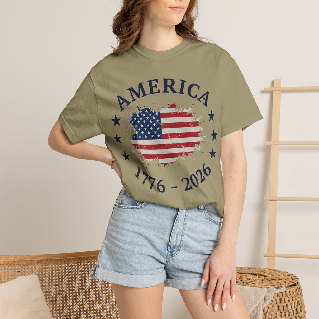America 1776 2026 Shirt, Distressed Flag Oval Tee, Patriotic 250th Anniversary Shirt, Fourth Of July Gift