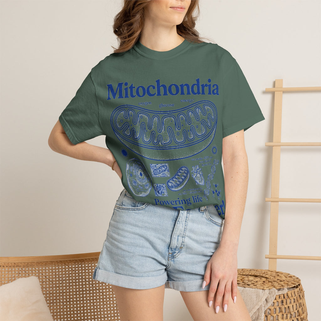 Mitochondria Powering Life Since Forever Tall Shirt, Retro Biology Poster Tee, Science Teacher Shirt, Nerd Gift