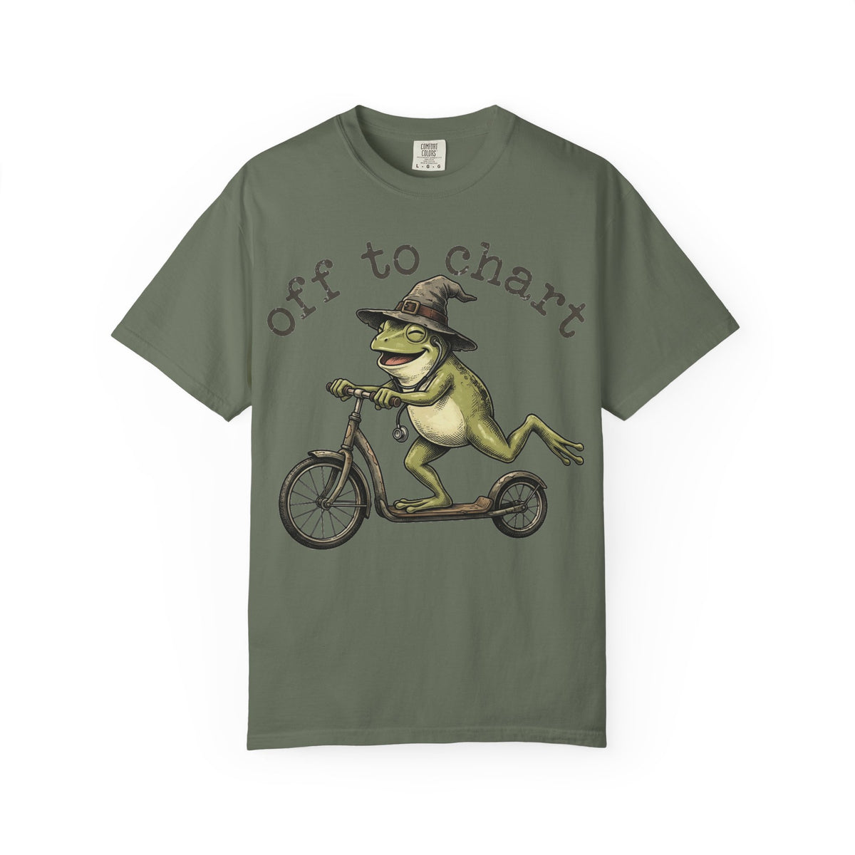 Off To Chart Grinning Frog Shirt, Nurse Frog Scooter Tee, Funny Charting Shirt, RN Gift
