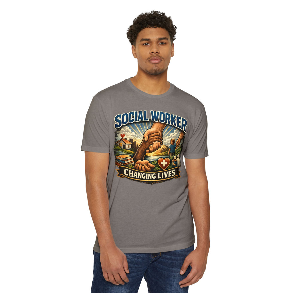Social Worker T-Shirt — "Changing Lives" Graphic Tee for Caregivers & Advocates