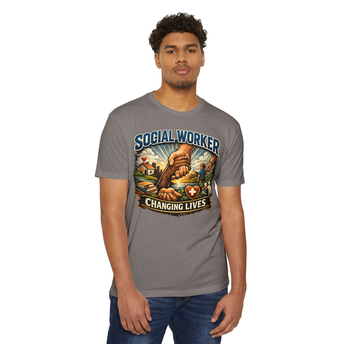 Social Worker T-Shirt — "Changing Lives" Graphic Tee for Caregivers & Advocates