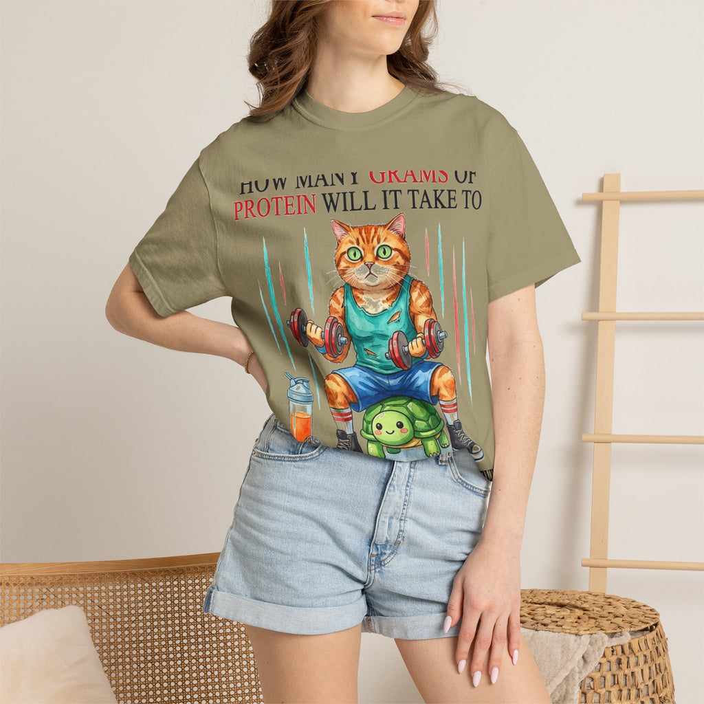 How Many Grams Of Protein Will It Take To Restore The Light In My Eyes Shirt, Funny Gym Cat Tee, Burnout Humor Shirt, Lifter Gift