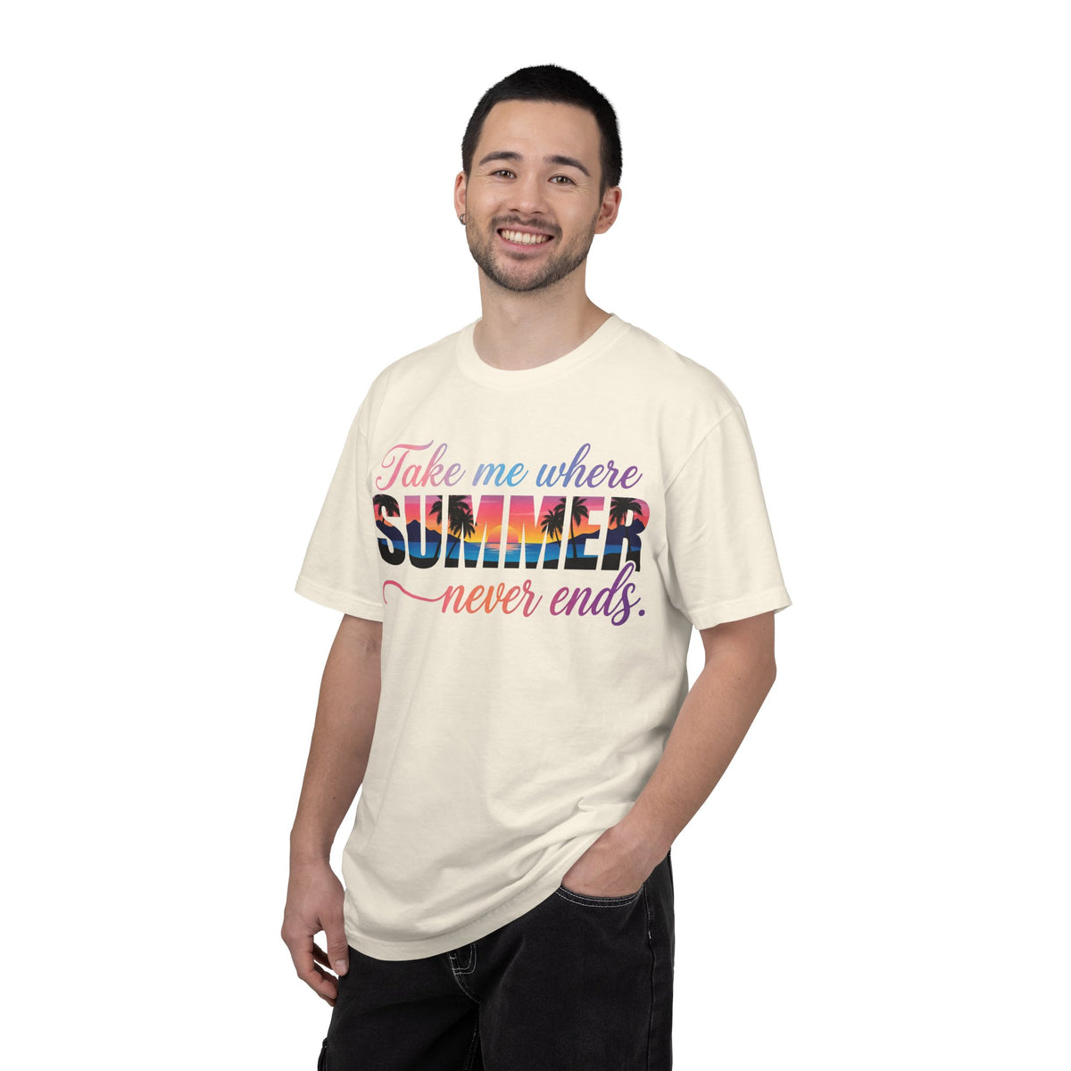 Take Me Where Summer Never Ends Shirt, Sunset Palm Tree Tee, Beach Vacation Shirt, Summer Gift
