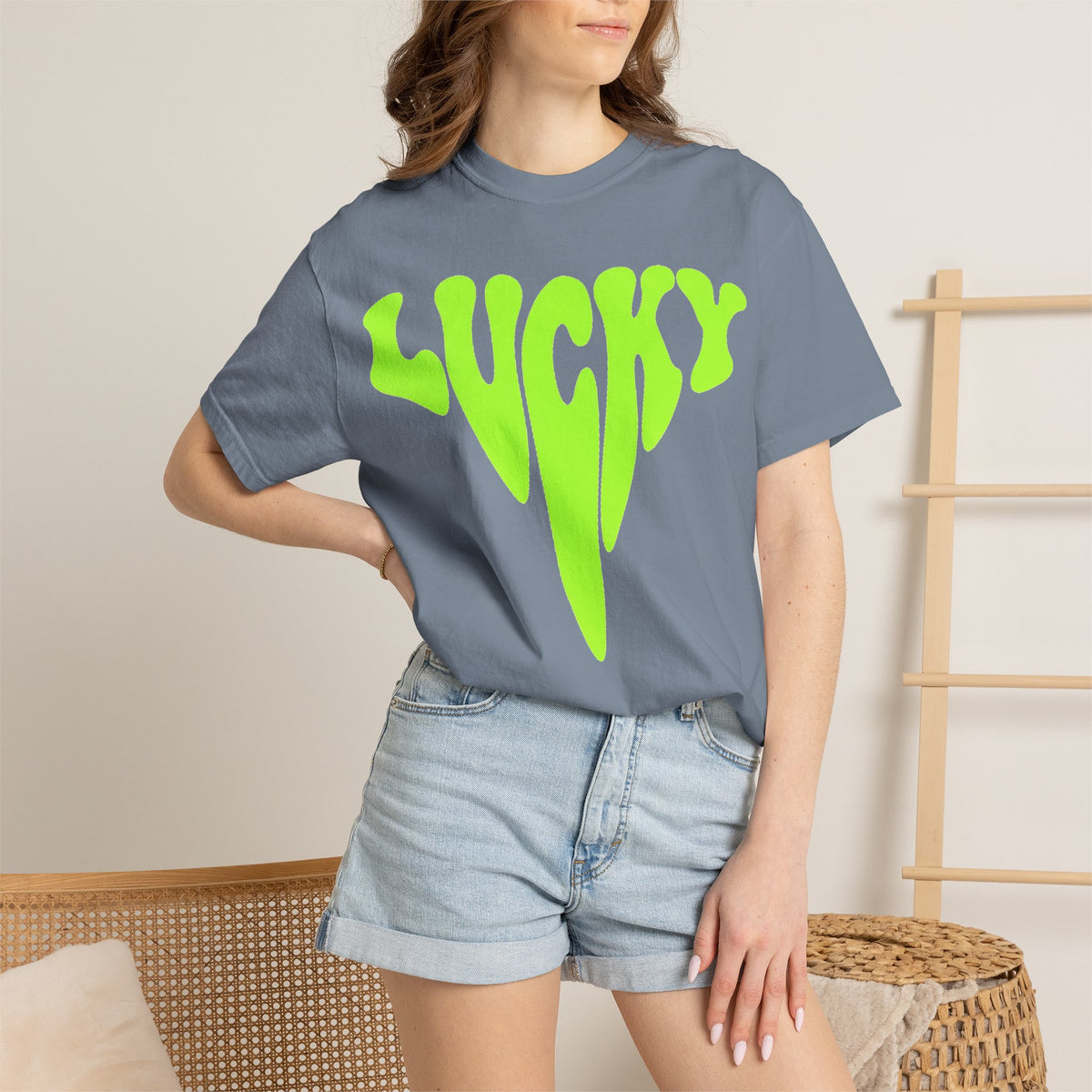 Lucky Drip Shirt, Neon Psychedelic Lettering Tee, Trippy St Patricks Day Shirt, Rave Gift