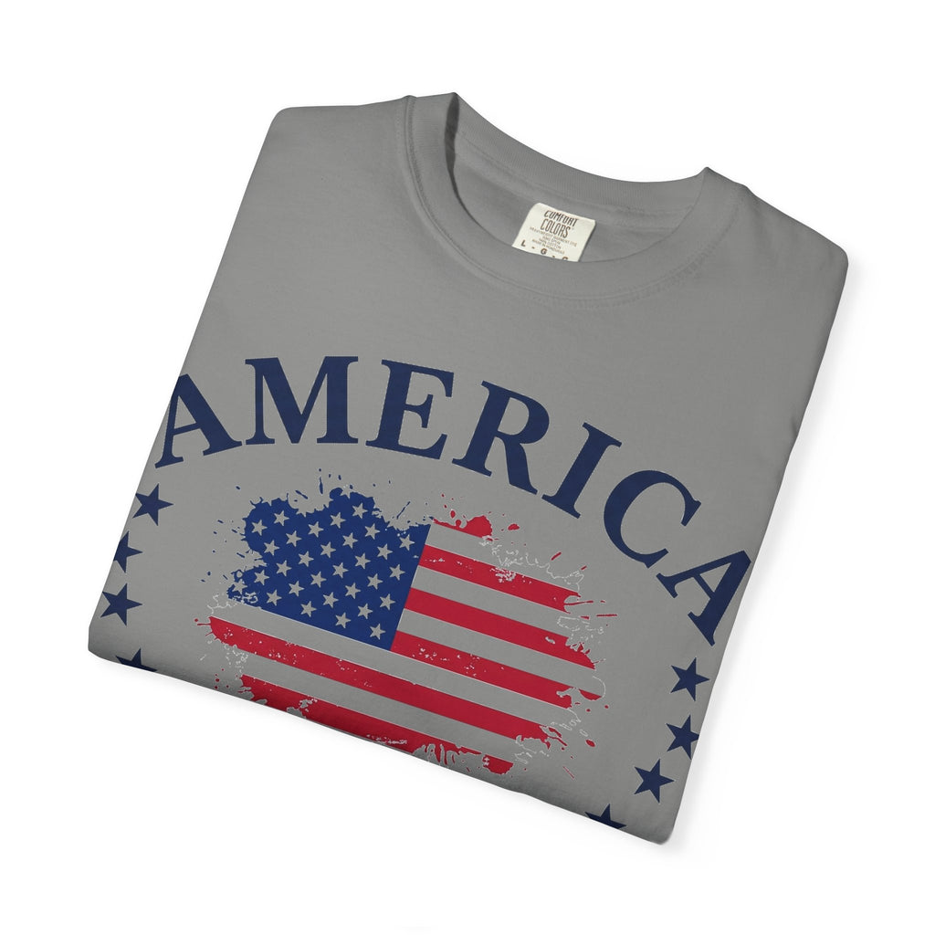 America 1776 2026 Wide Flag Shirt, Patriotic Star Border Tee, Distressed USA Flag Shirt, July 4th Gift