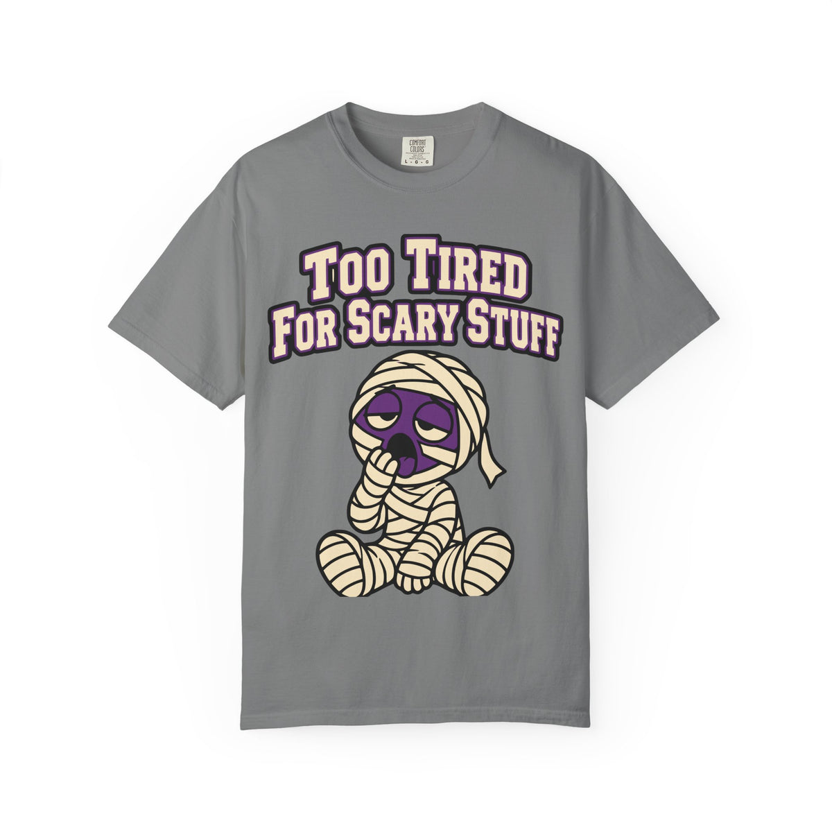 Too Tired For Scary Stuff Halloween Shirt, Funny Mummy Tee, Retro Spooky Humor