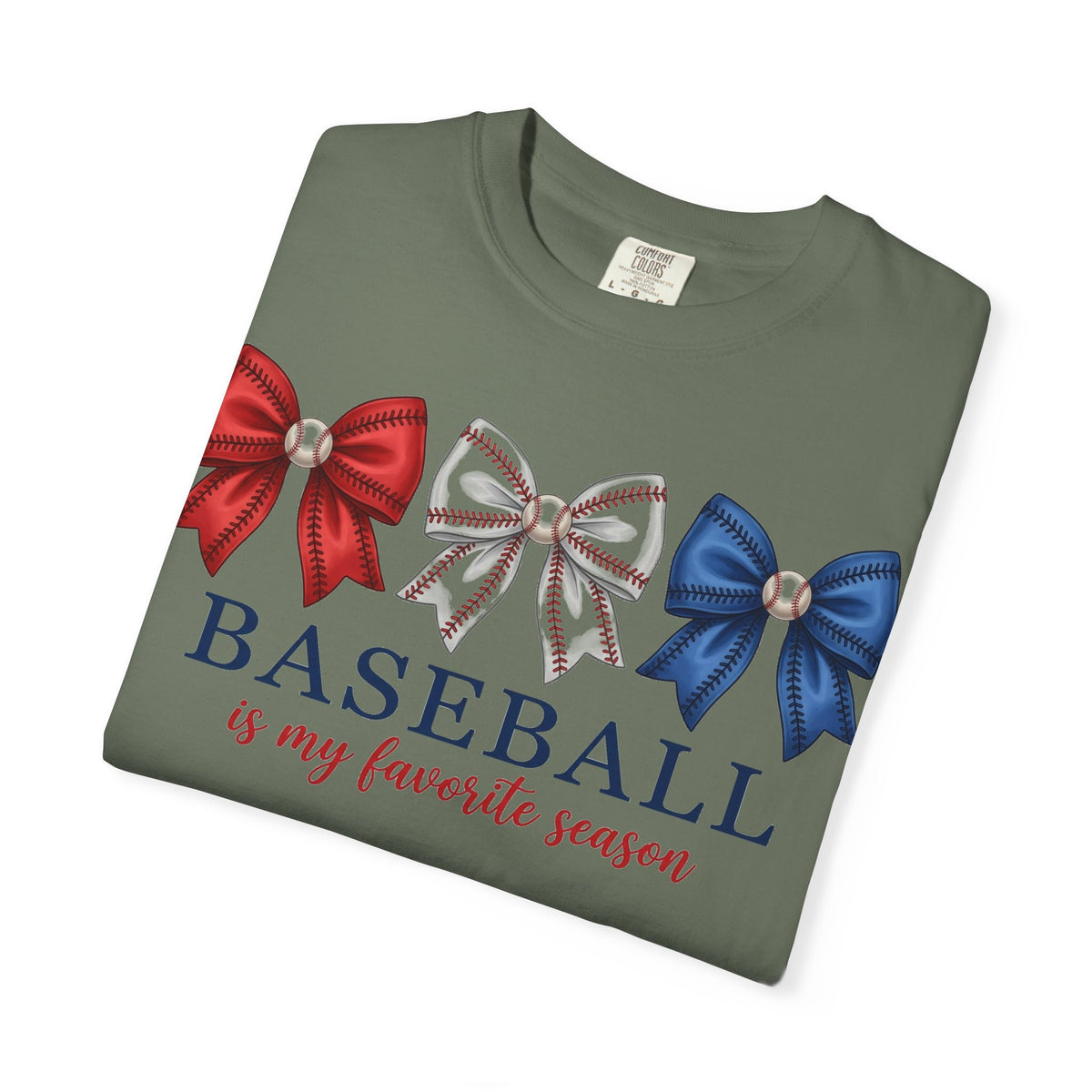 Baseball Is My Favorite Season Tee, Small Bow Trio Baseball Shirt, Coquette Sports Mom Shirt, Game Day Gift