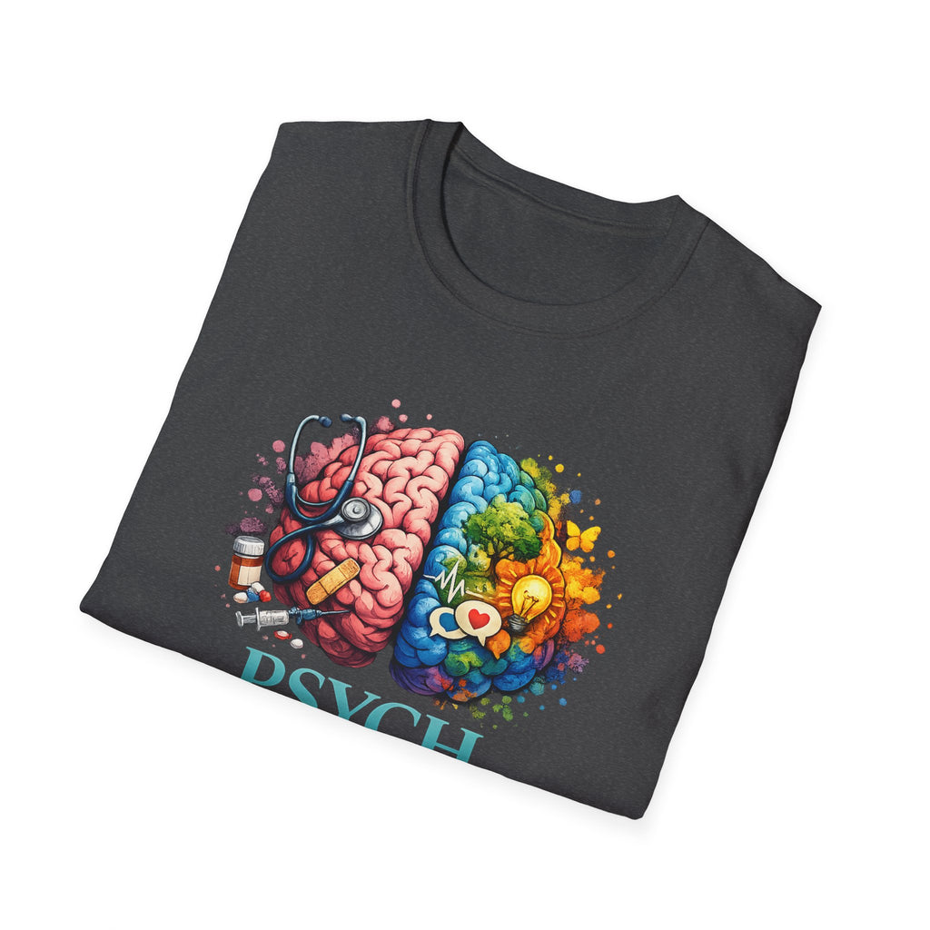 Psych Brain Split Art T-Shirt — Colorful Left & Right Brain Graphic Tee
