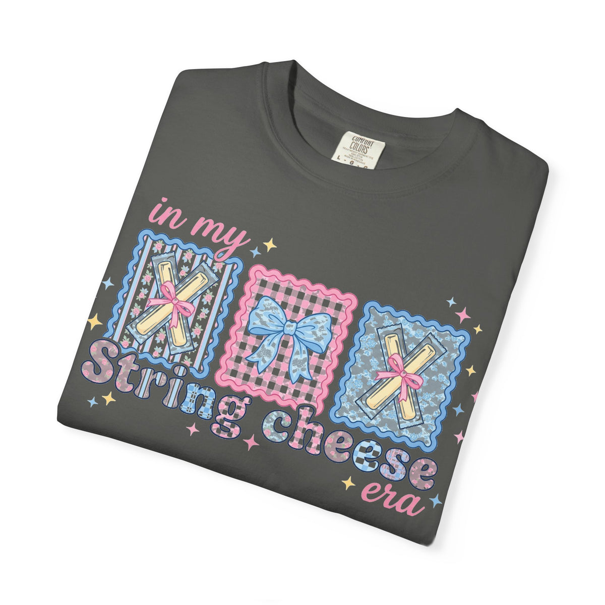 In My String Cheese Era Bow Shirt, Pastel Coquette Snack Tee, Funny Cheese Lover Shirt, Cute Gift