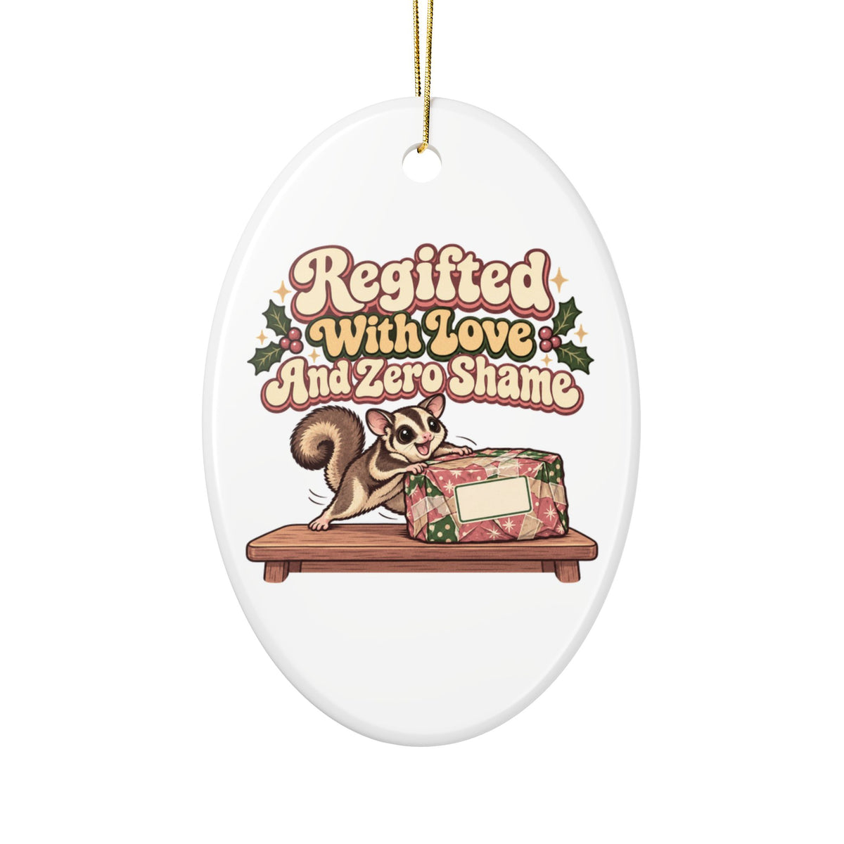 Regifted With Love And Zero Shame Ornament, Funny Coworker Christmas Gift, Secret Santa Stocking Stuffer, Ceramic Christmas Ornament 2026