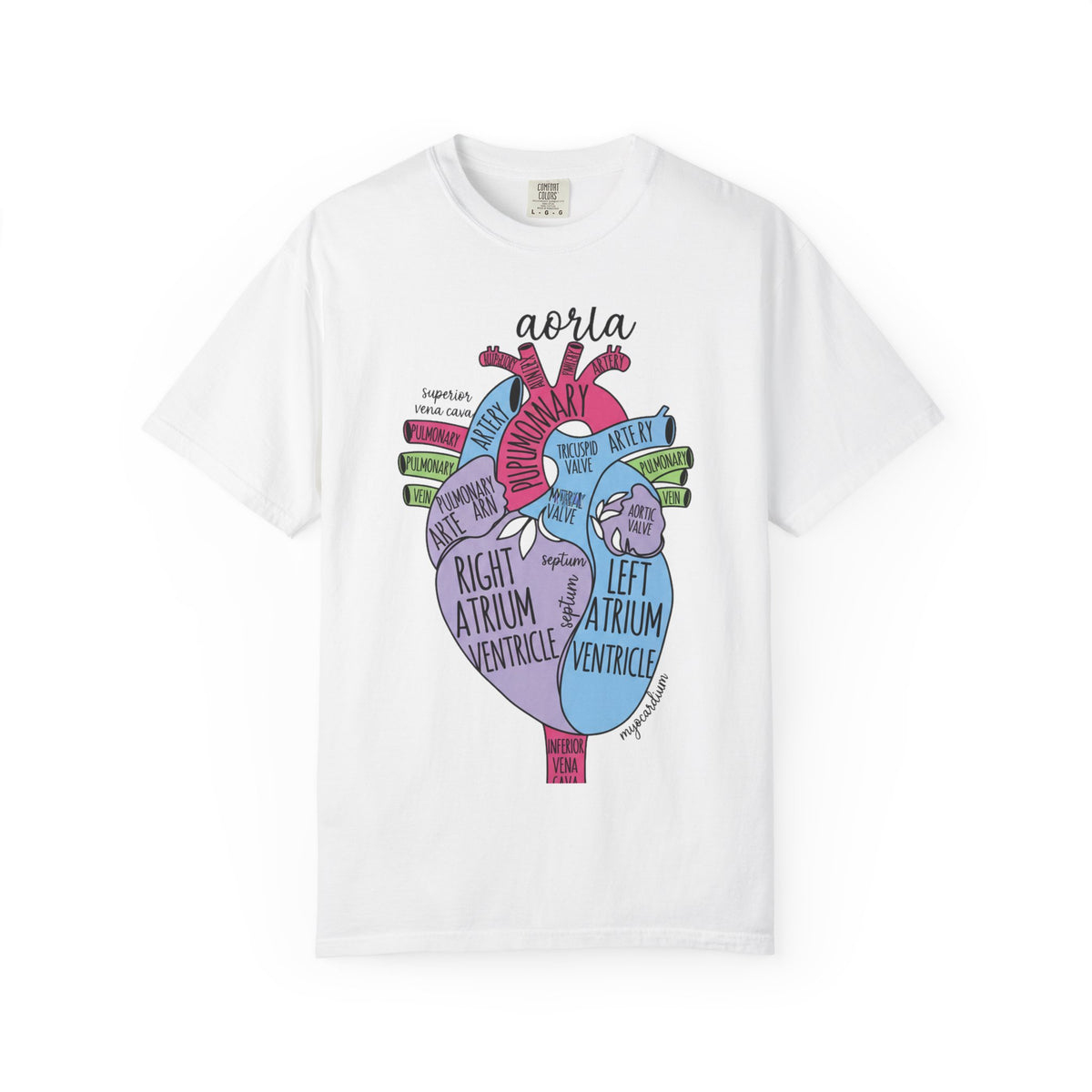Labelled Heart Anatomy Shirt, Pastel Cardiac Diagram Tee, Nursing School Shirt, Cardiology Gift