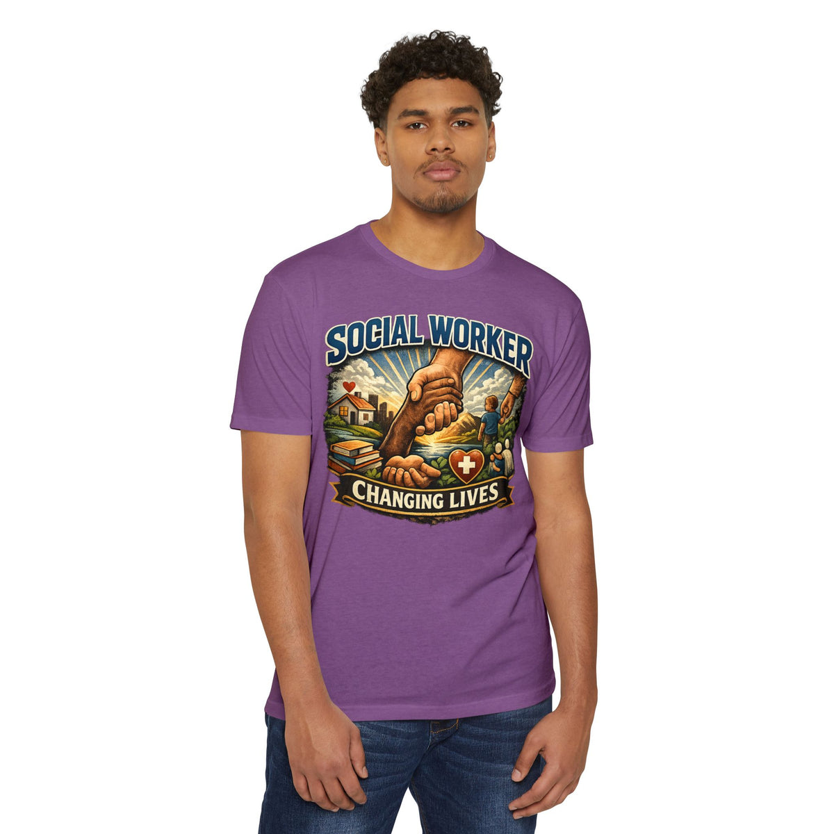 Social Worker T-Shirt — "Changing Lives" Graphic Tee for Caregivers & Advocates