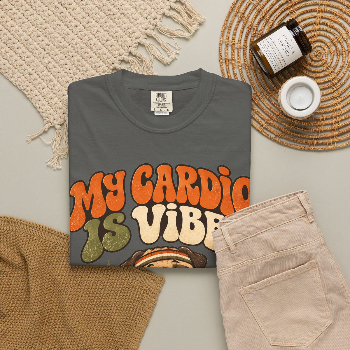 funny gym shirt My Cardio Is Vibes Shirt, Funny Graphic Shirt, Comfort Colors