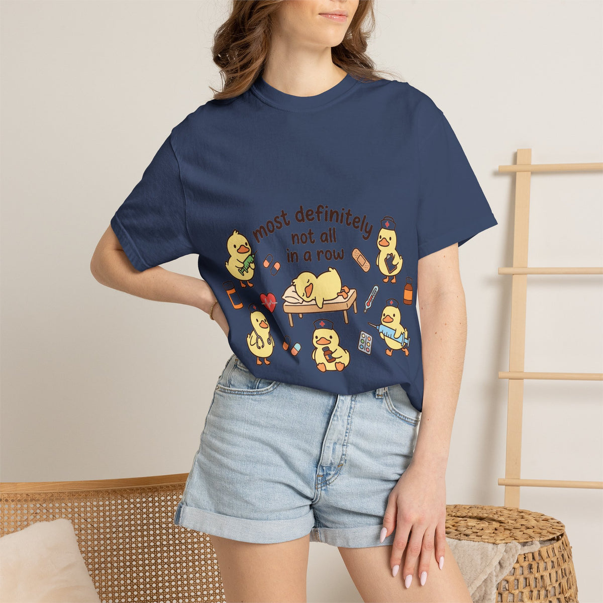 Most Definitely Not All In A Row Shirt, Funny Nurse Duck Tee, Cute Duckling Nurse Shirt, RN Gift