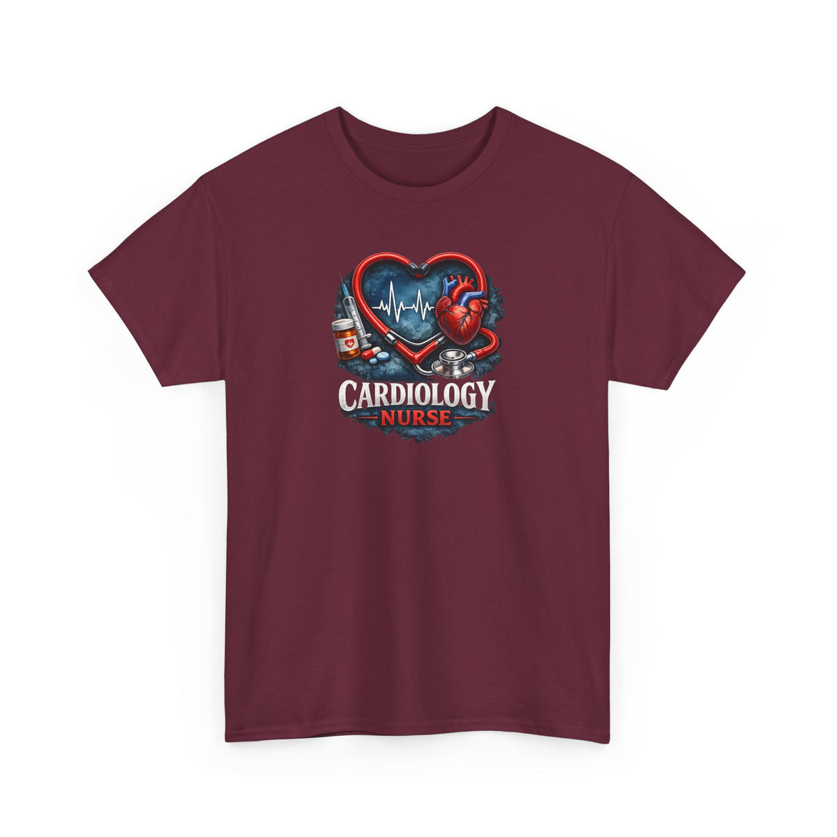 Cardiology Nurse T-Shirt — Heartbeat Stethoscope Design