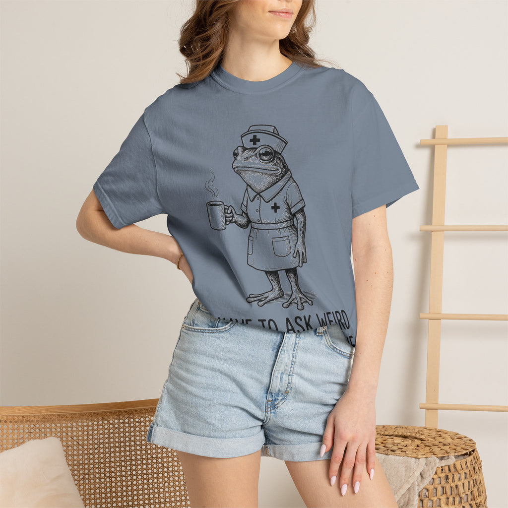 I Have To Ask Weird Stuff Or You'll Die Shirt, Etched Nurse Frog Tee, Funny Triage Shirt, RN Coffee Gift