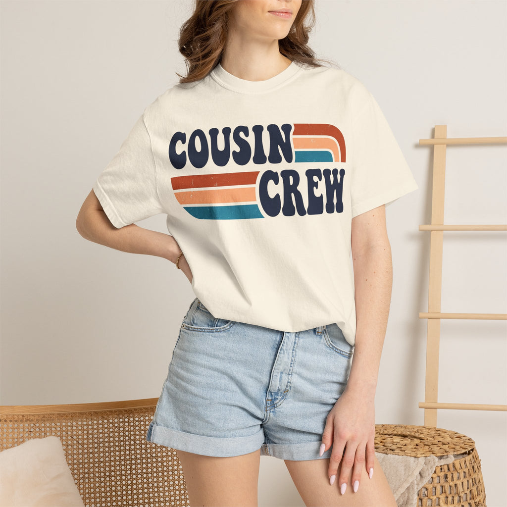 Cousin Crew Rainbow Stripe Shirt, Retro Family Reunion Tee, Matching Cousins Shirt, Family Gift