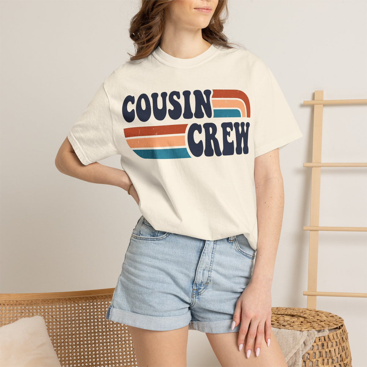 Cousin Crew Rainbow Stripe Shirt, Retro Family Reunion Tee, Matching Cousins Shirt, Family Gift