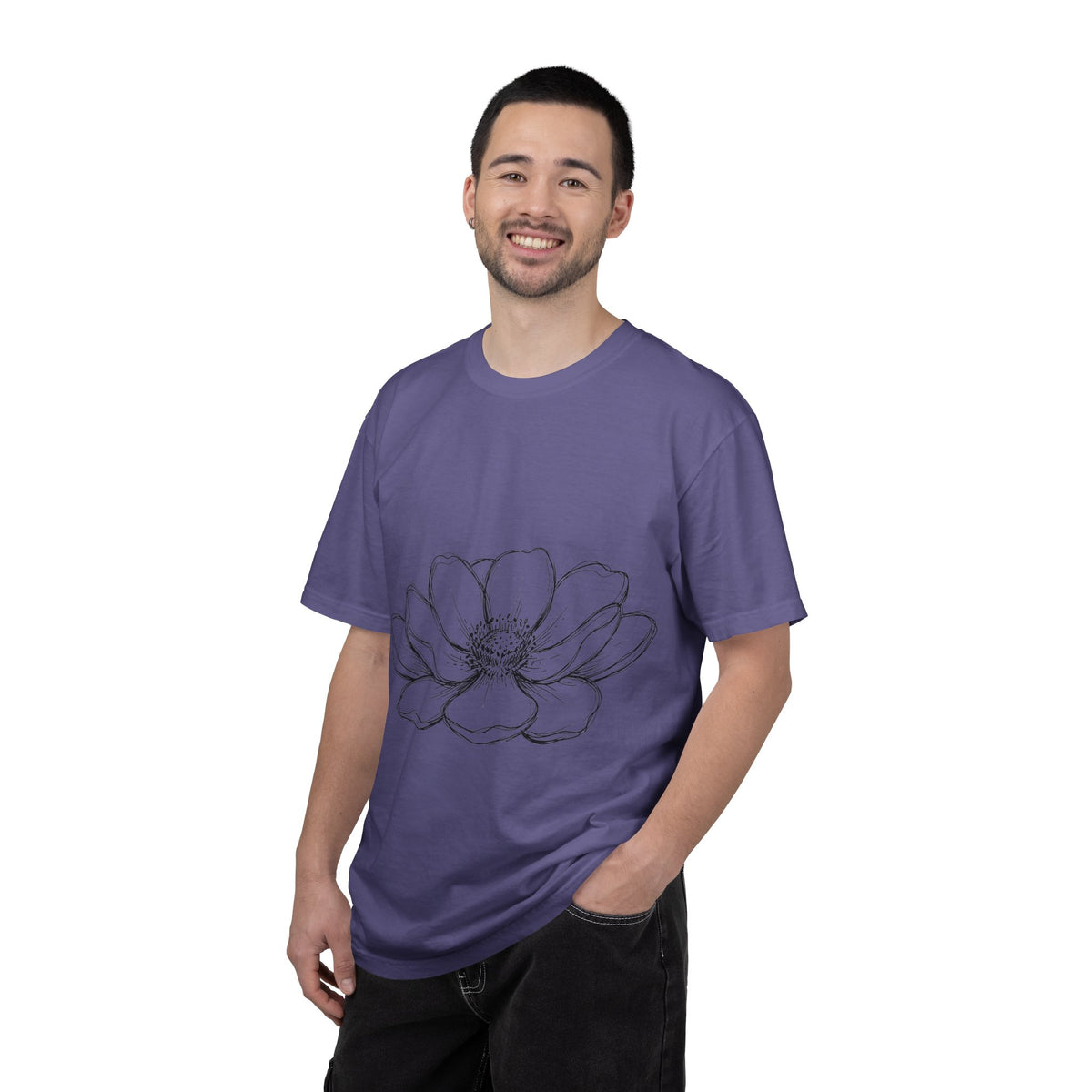 Anemone Flower Line Art Shirt, Minimal Botanical Drawing Tee, Single Bloom Shirt, Plant Lover Gift