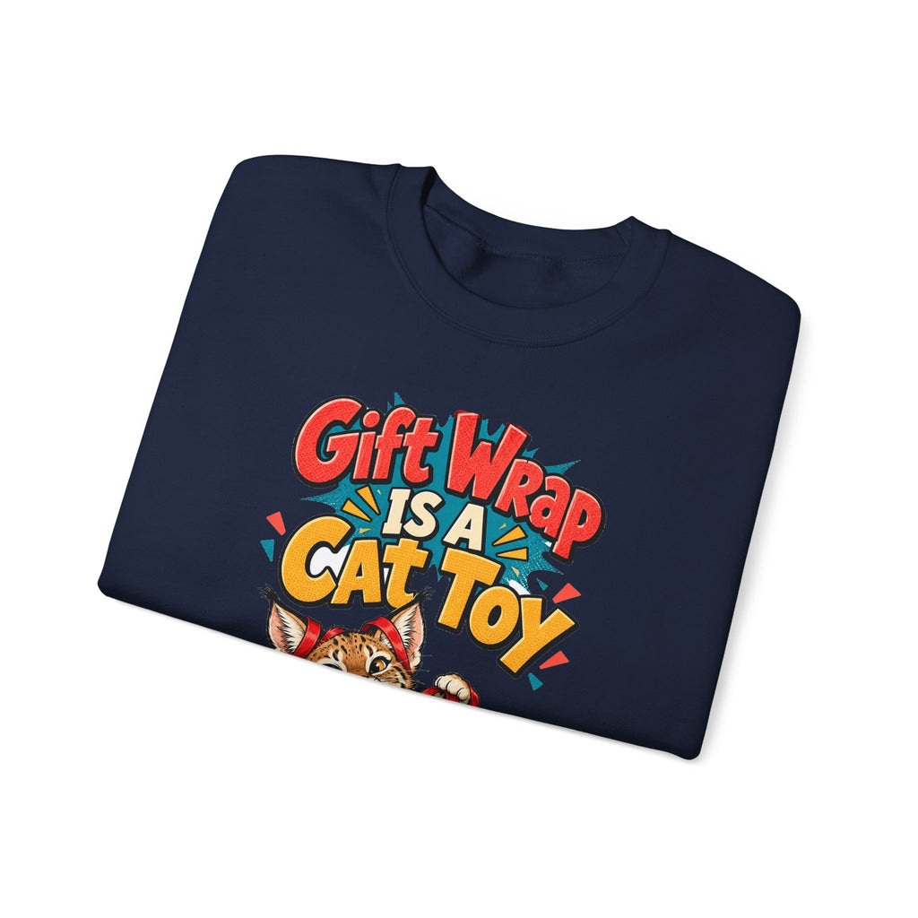 Funny Cat Mom Gift Gift Wrap Is A Cat Toy Sweatshirt, Cat Lover Humor Tee, Christmas Gift for Cat Dad Pet Parent Idea