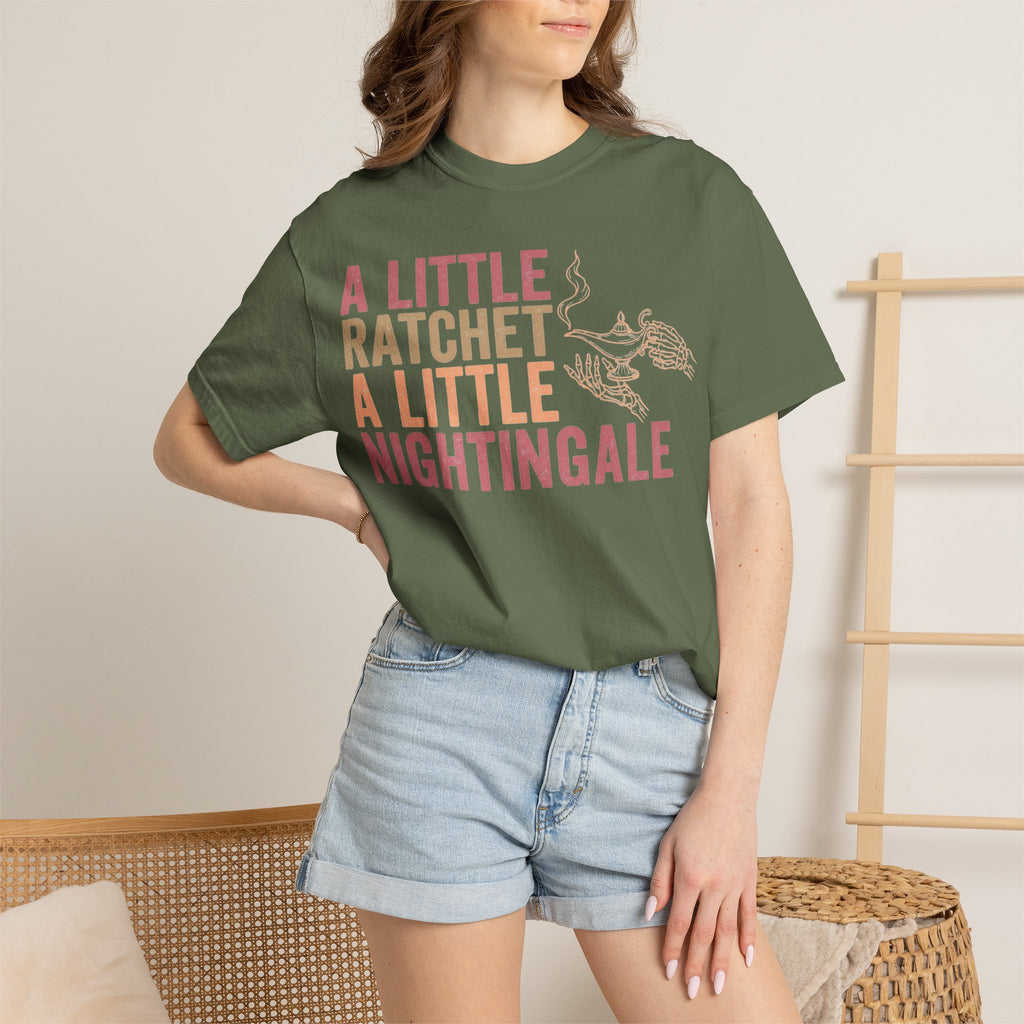 A Little Ratchet A Little Nightingale Shirt, Funny Nurse Shirt, Skeleton Hand Lamp Nurse Tee, Sarcastic RN Gift