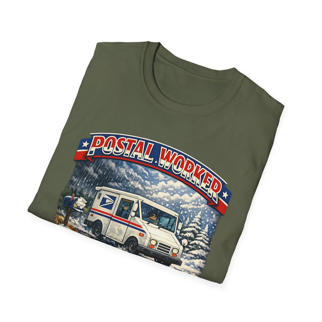 Postal Worker T-Shirt — "Neither Rain Nor Snow" Mail Carrier Vintage Winter Design